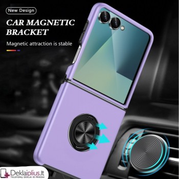 Plastikinis dėklas su žiedu - violetinis (Samsung Galaxy Z Flip 7) Plastikinis dėklas su žiedu - violetinis (Samsung Galaxy Z Flip 7)
